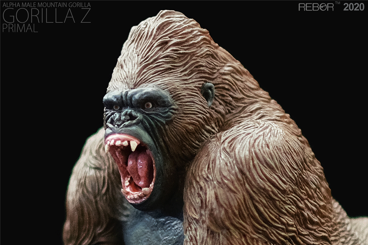 REBOR 1/35 Alpha Male Mountain Gorilla beringei Figure Hominidae Orangutan Realistic PVC Collector Toys Animal Model Gift Adult