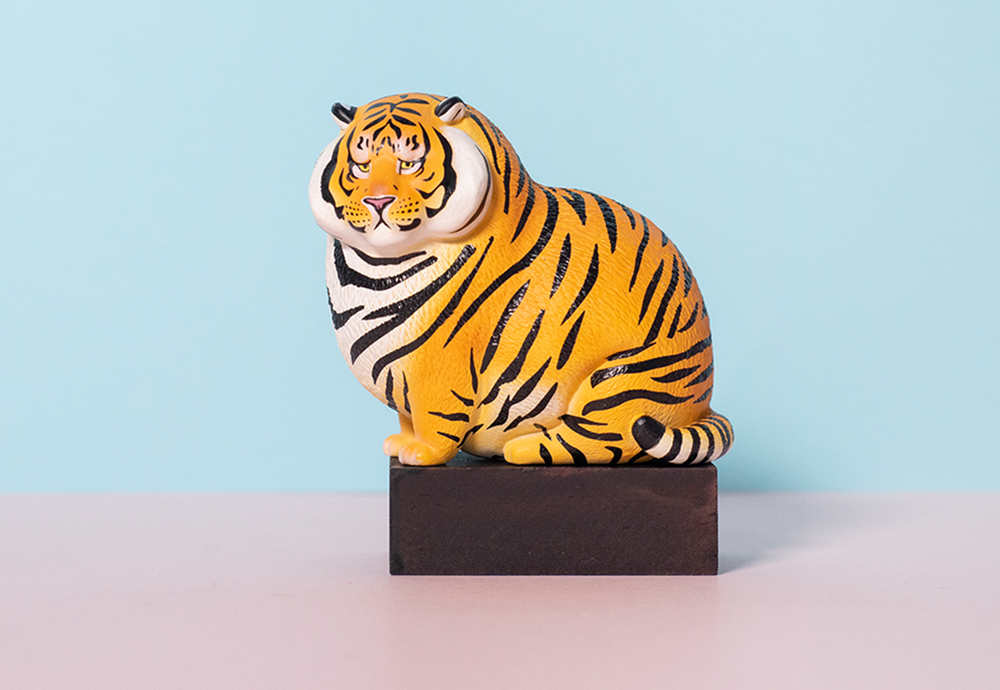 Resin Fat Tiger Desktop Ornaments Cute Pet Animal Figure Collector Crafts Souvenirs Decoration Simulation Decor Kid Toy Gift