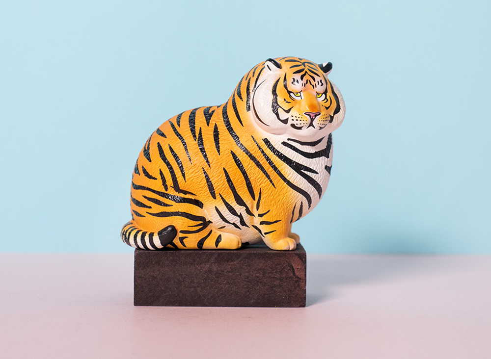 Resin Fat Tiger Desktop Ornaments Cute Pet Animal Figure Collector Crafts Souvenirs Decoration Simulation Decor Kid Toy Gift