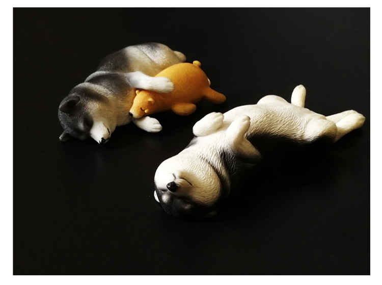 Xmmos Sleeping Shiba Inu Set Figure Simulation Cute Pet Dog Animal Model Toys Collector Decor Kid Toy Home Decor Accessories