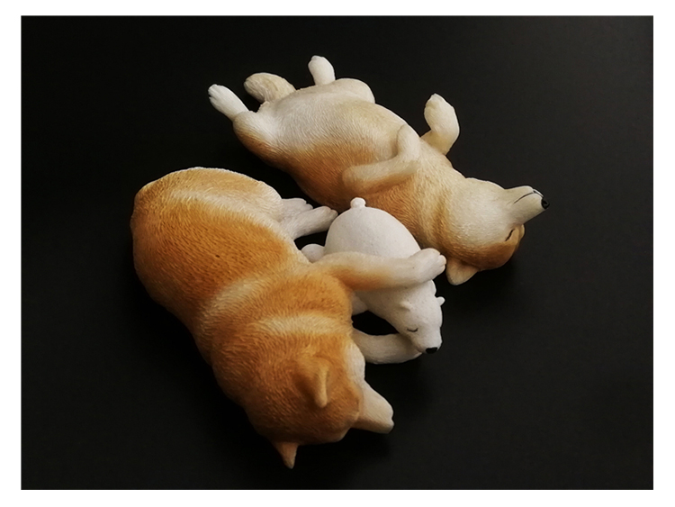 Xmmos Sleeping Shiba Inu Set Figure Simulation Cute Pet Dog Animal Model Toys Collector Decor Kid Toy Home Decor Accessories