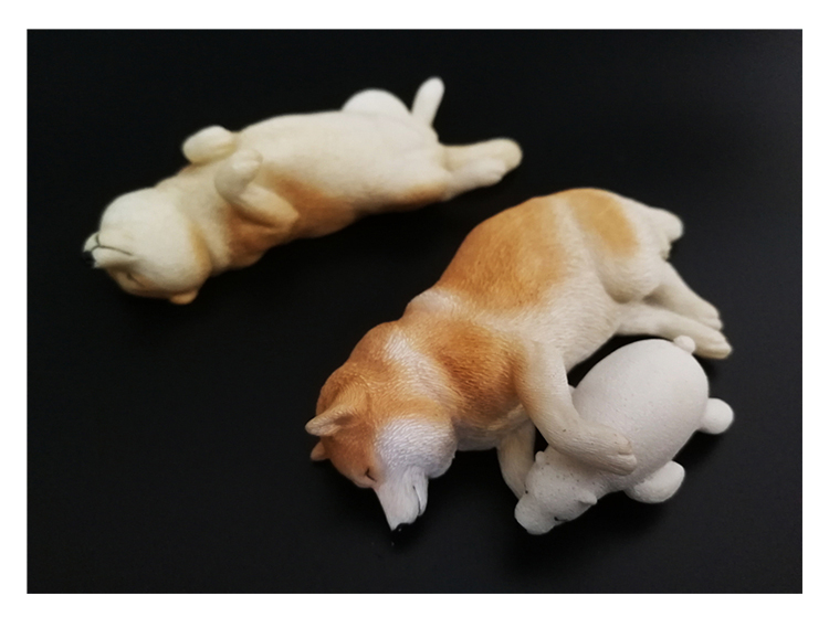 Xmmos Sleeping Shiba Inu Set Figure Simulation Cute Pet Dog Animal Model Toys Collector Decor Kid Toy Home Decor Accessories