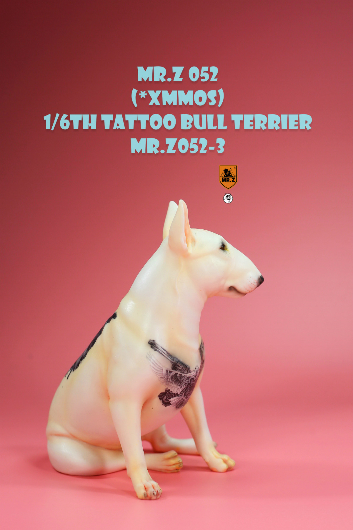 Mr.Z Studio 1:6 Tattoo Bull Terrier Dog Pet Figure Canidae Animal Model Toys Kid Gift Tide Play Ornaments Net Red Bull Head