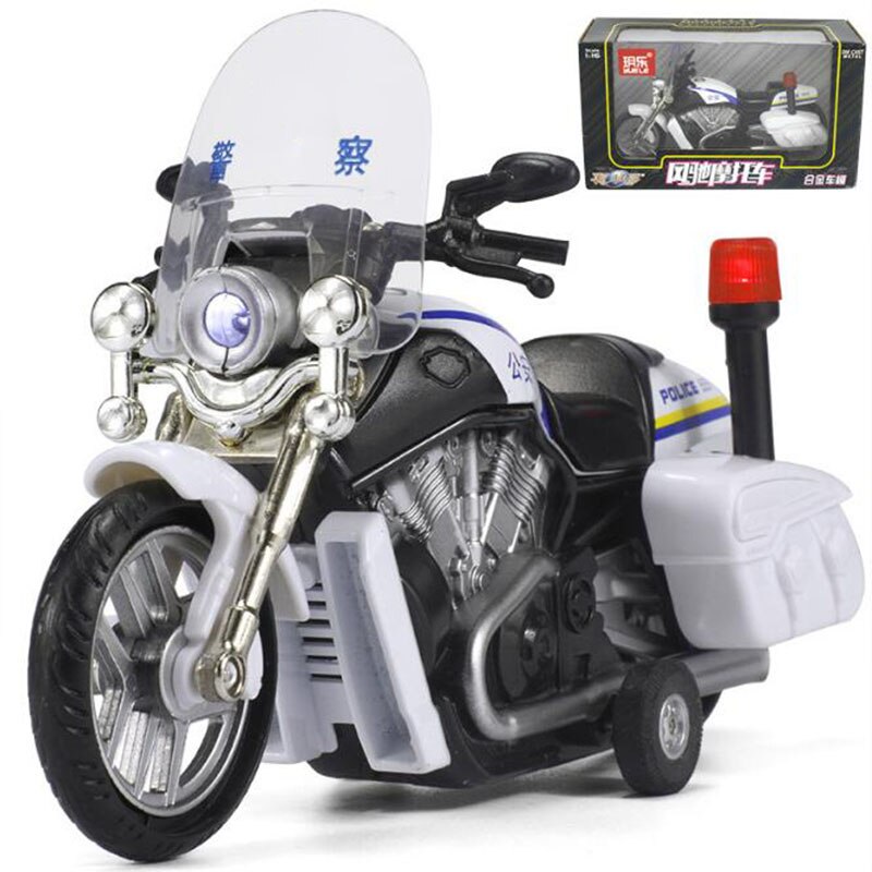 17.5CM Motorcycle Motor Bike Bicycle Vehicle Diecast Alloy Plastic Race Patrol Police Bikes Car Street Motor Model Toys For Kids
