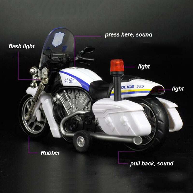 17.5CM Motorcycle Motor Bike Bicycle Vehicle Diecast Alloy Plastic Race Patrol Police Bikes Car Street Motor Model Toys For Kids