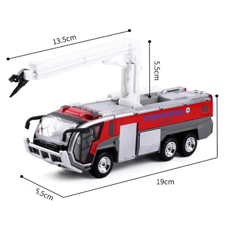 1:32 Scale Alloy Metal Aviation Authority Service Airport Fire Truck Airport Scene Pull back Model Diecast Model Vehicle Toy