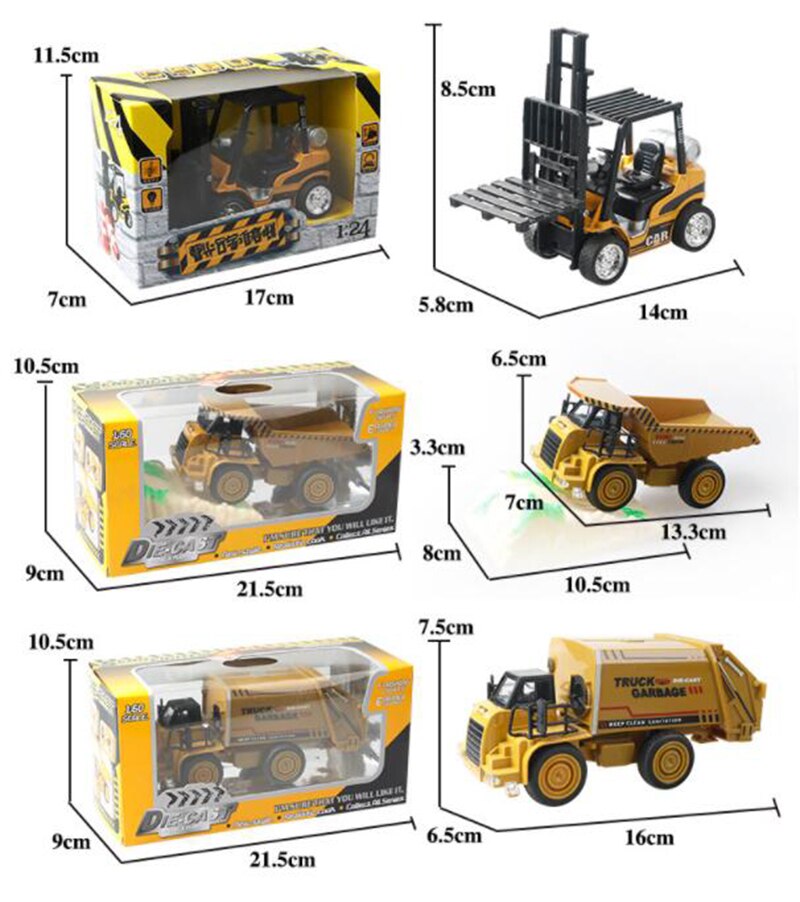 1/24 Scale 14CM Fork Lift Truck Engineering Construstion Car Diecast Alloy Model Toys Collections for Children Kids