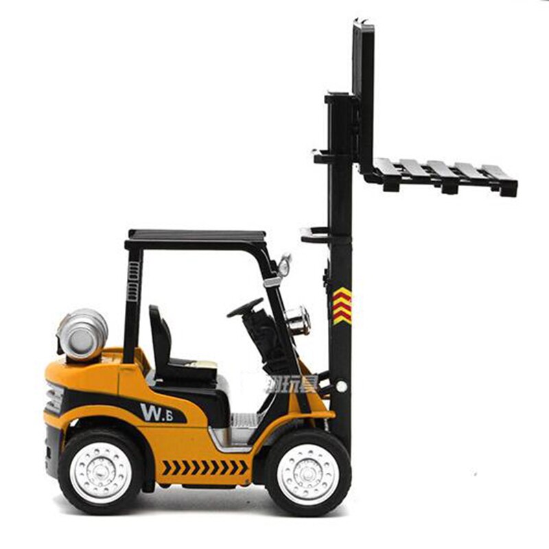 1/24 Scale 14.5CM Fork Lift Truck Engineering Construction Car Diecast Alloy Model Toys W Pallet Collections for Children Kids
