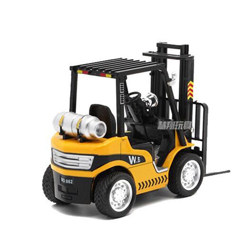 1/24 Scale 14.5CM Fork Lift Truck Engineering Construction Car Diecast Alloy Model Toys W Pallet Collections for Children Kids