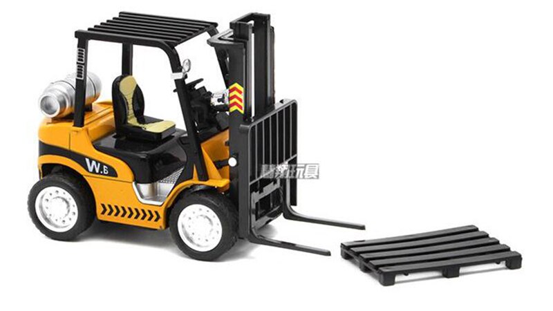 1/24 Scale 14.5CM Fork Lift Truck Engineering Construction Car Diecast Alloy Model Toys W Pallet Collections for Children Kids