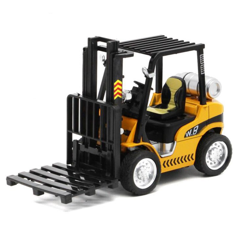 1/24 Scale 14.5CM Fork Lift Truck Engineering Construction Car Diecast Alloy Model Toys W Pallet Collections for Children Kids