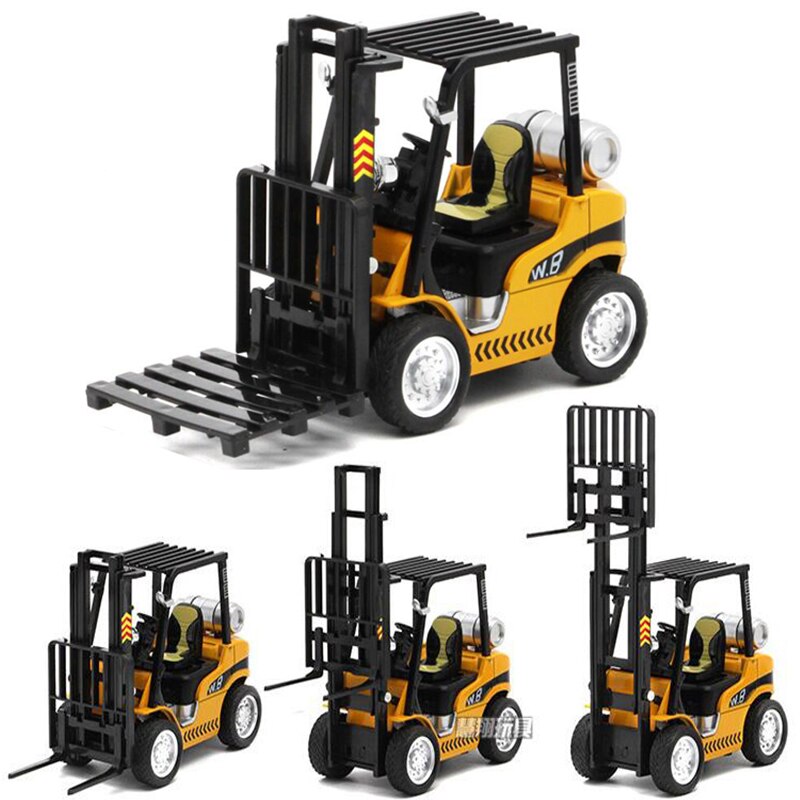 1/24 Scale 14.5CM Fork Lift Truck Engineering Construction Car Diecast Alloy Model Toys W Pallet Collections for Children Kids