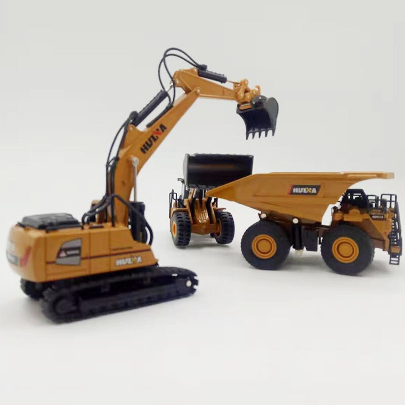HUINA 1/60 Diecast Alloy Metal Excavator Mine Dump Truck Wheel Loader Excavator Engineering Construction Vehicle Truck Model Toy