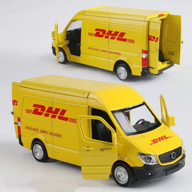 15CM 1/36 Scale Toy Car Metal Alloy Commerical Vehicle Express DHL Pull Back Diecasts Truck Model Toys F Children Collection