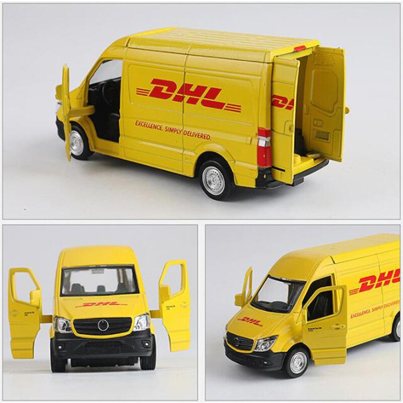 15CM 1/36 Scale Toy Car Metal Alloy Commerical Vehicle Express DHL Pull Back Diecasts Truck Model Toys F Children Collection