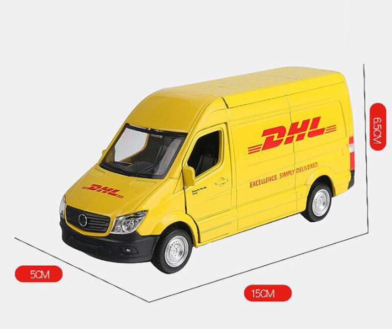 15CM 1/36 Scale Toy Car Metal Alloy Commerical Vehicle Express DHL Pull Back Diecasts Truck Model Toys F Children Collection