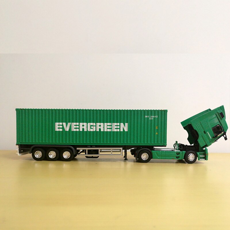 1:50 Scale Alloy Metal Truck Trailer Container EVERGREEN Cargo Logistics Truck Diecast Model Green Color Engineering Vehicle Toy 1:50 Scale Alloy Metal Truck Trailer Container EVERGREEN Cargo Logistics Truck Diecast Model Green Color Engineering Vehicle Toy