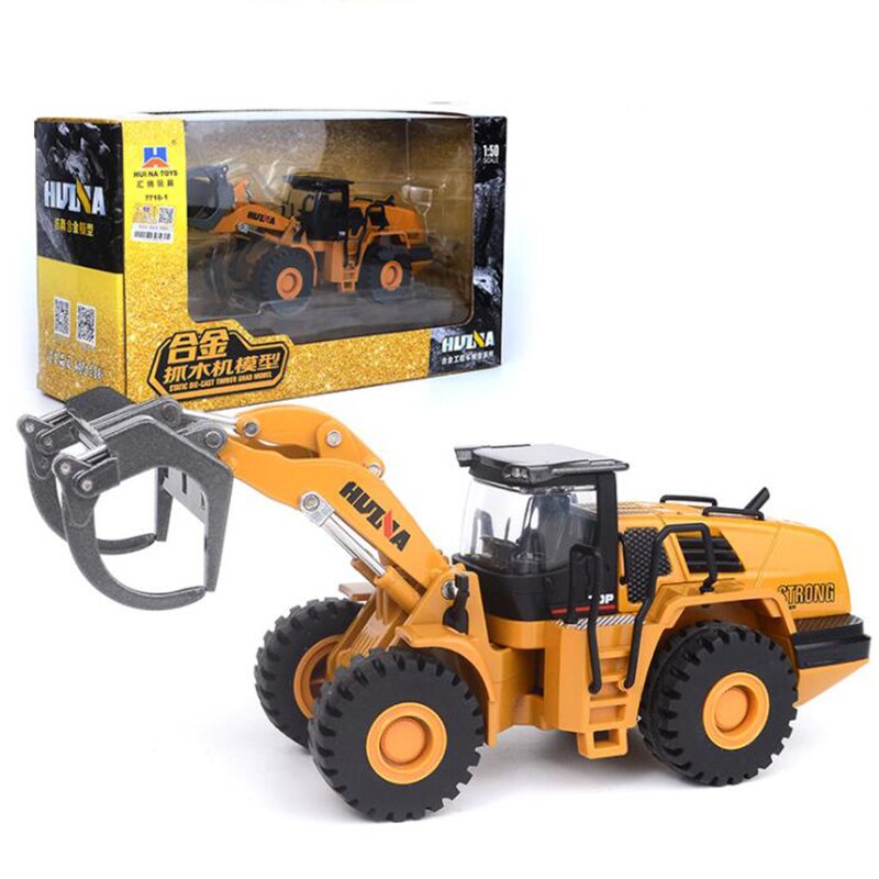 21CM 1/50 Scale Truck Model Die-cast Alloy Metal Car Tractor Wood Grab Machine Excavator Toy Engineering Toy for Kids Collection