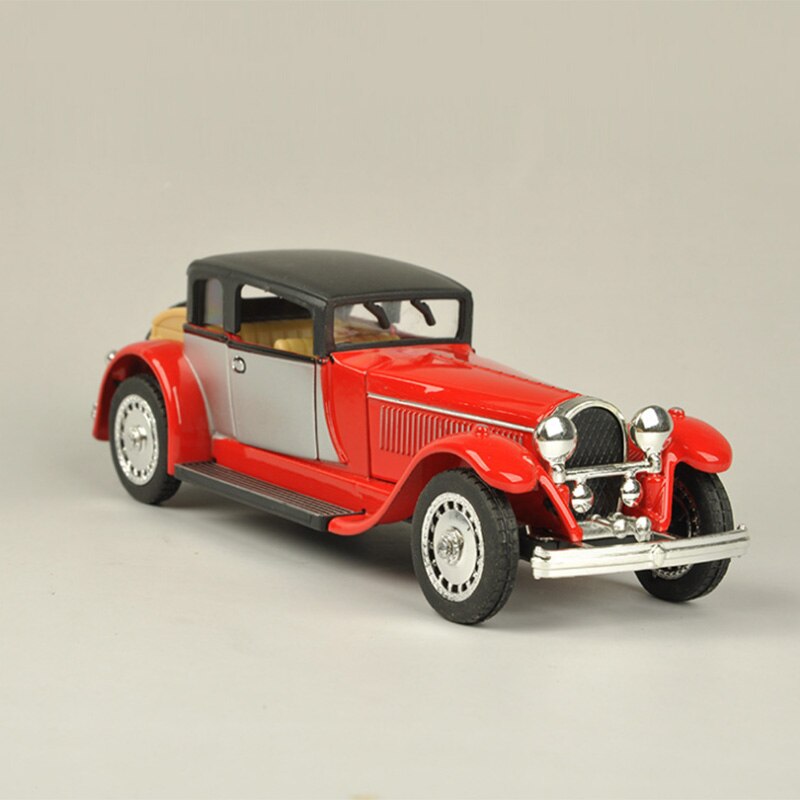 1:28 Vintage Bugattis Car Model Sound and Light Alloy Pull Back Flashing Classic Vintage Collective Music Car Toy collection