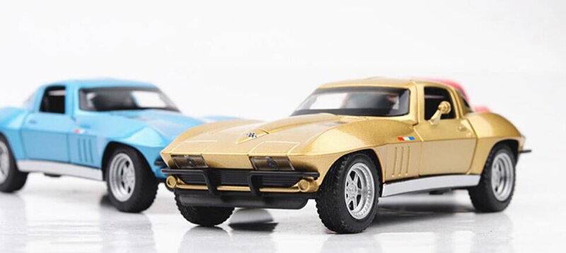 15.3CM 1:32 Scale Golden Color Metal Alloy Chevrolet Corvette C2 Racing Car Pull Back Diecast Vehicles Model Toys For Children
