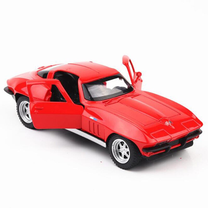 15.3CM 1:32 Scale Golden Color Metal Alloy Chevrolet Corvette C2 Racing Car Pull Back Diecast Vehicles Model Toys For Children