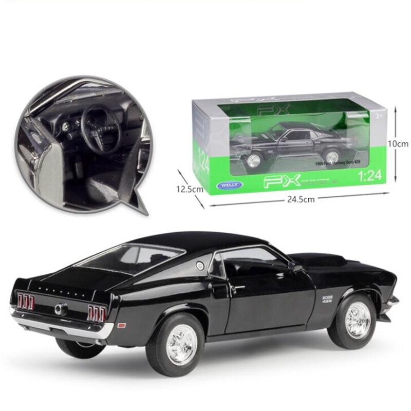 About 19CM 1/24 Scale Metal Alloy Classic Car Diecast Model 1969 Ford Mustang Boss 429 Toy Welly Collecection Toy for Kids Child About 19CM 1/24 Scale Metal Alloy Classic Car Diecast Model 1969 Ford Mustang Boss 429 Toy Welly Collecection Toy for Kids Child