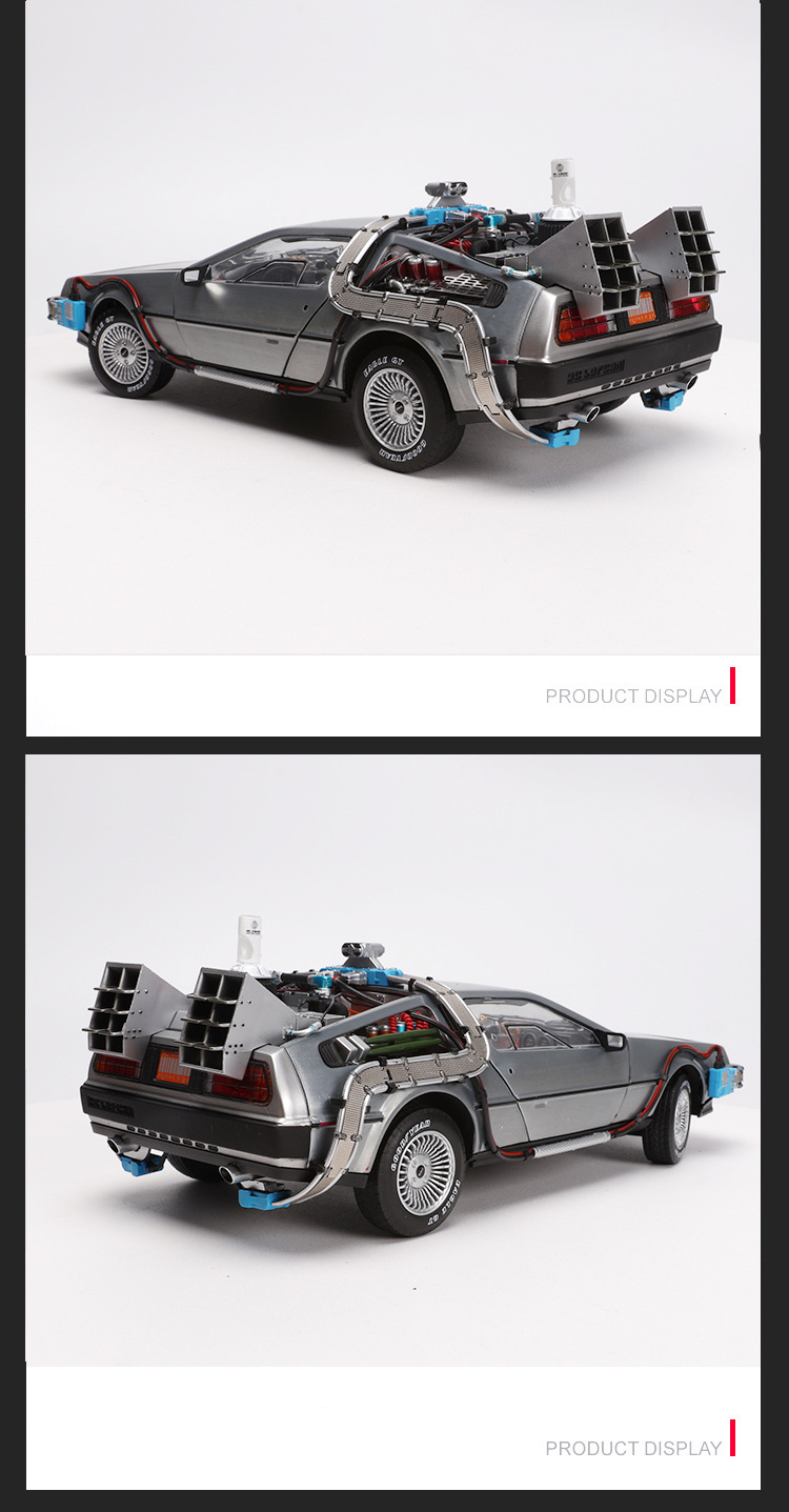 1/18 Scale Alloy Car Diecast Model Part 3 Time Machine DeLorean Vehicle Metal Toy Welly Back To The Future F Kid Children Gifts