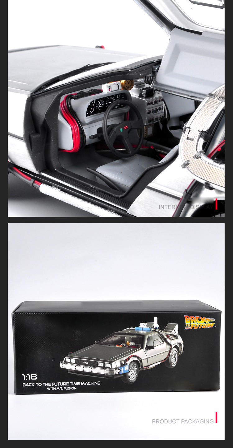 1/18 Scale Alloy Car Diecast Model Part 3 Time Machine DeLorean Vehicle Metal Toy Welly Back To The Future F Kid Children Gifts