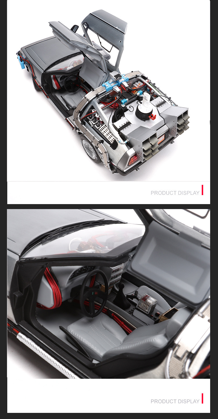 1/18 Scale Alloy Car Diecast Model Part 3 Time Machine DeLorean Vehicle Metal Toy Welly Back To The Future F Kid Children Gifts