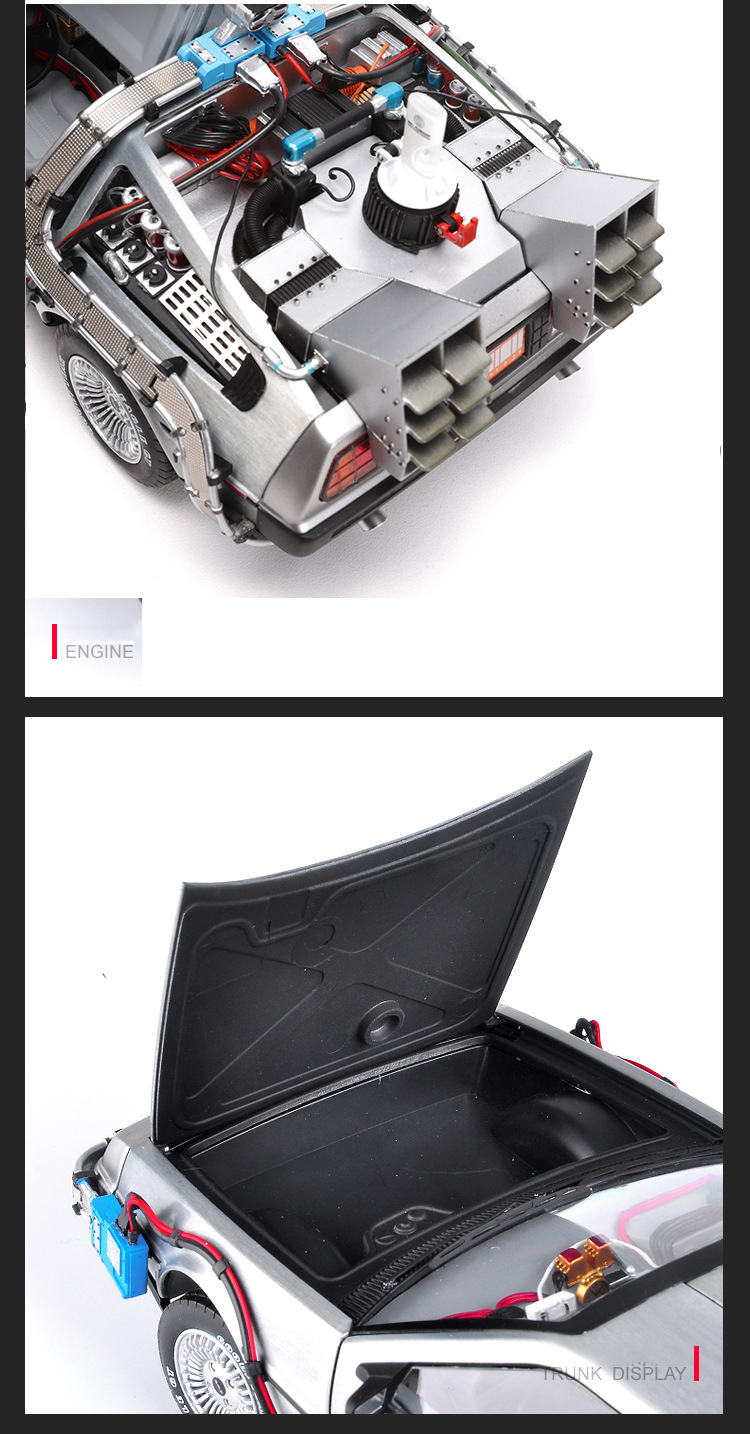 1/18 Scale Alloy Car Diecast Model Part 3 Time Machine DeLorean Vehicle Metal Toy Welly Back To The Future F Kid Children Gifts