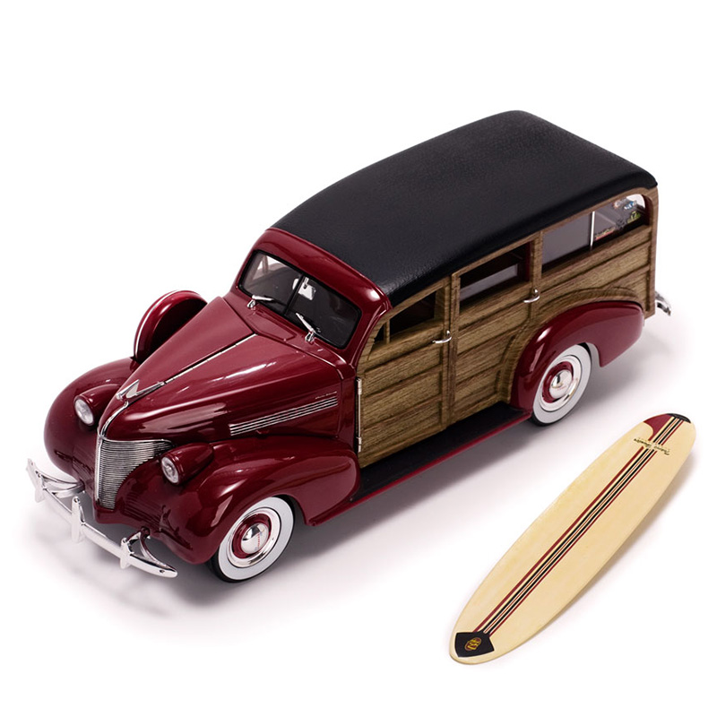 1/18 Scale Alloy Diecast 1939 Chevrolet Woody Surf Wagon Fleetmaster Car model Model Vehicles Toys for fans Collections
