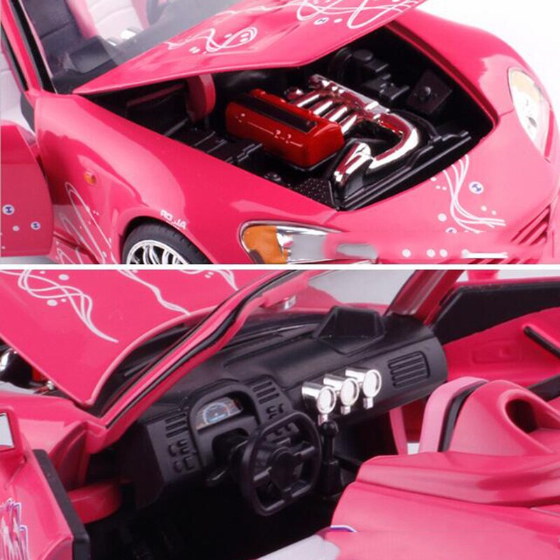 20CM 1:24 Scale Metal Alloy Pink S2000 Fast F2 Racing Car on Road Model Diecast Vehicles Toys For Children Collection