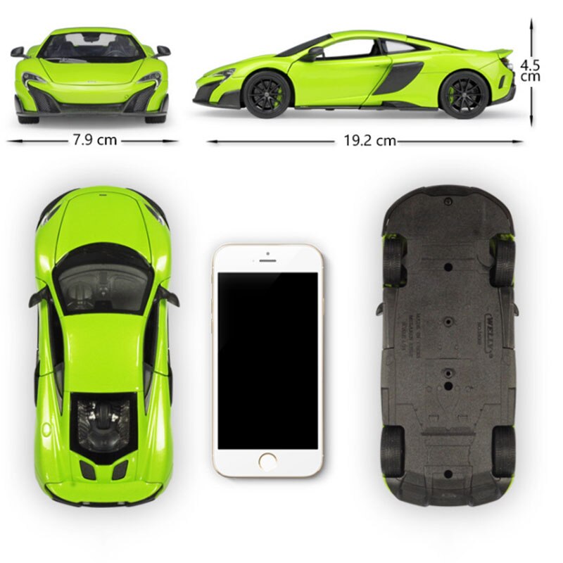 19.5cm DieCast Model 1:24 Scale Classic Sport Car Model Mclaren 675lt With Steering Wheel Control Front Wheel Steering Toys