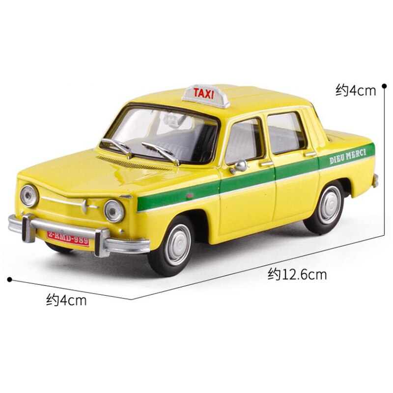12.6CM 1:43 Scale Metal Alloy Classic Renault 8 Bamako 1970 cab Taxi Car Model Diecast Vehicles Toys For Collection