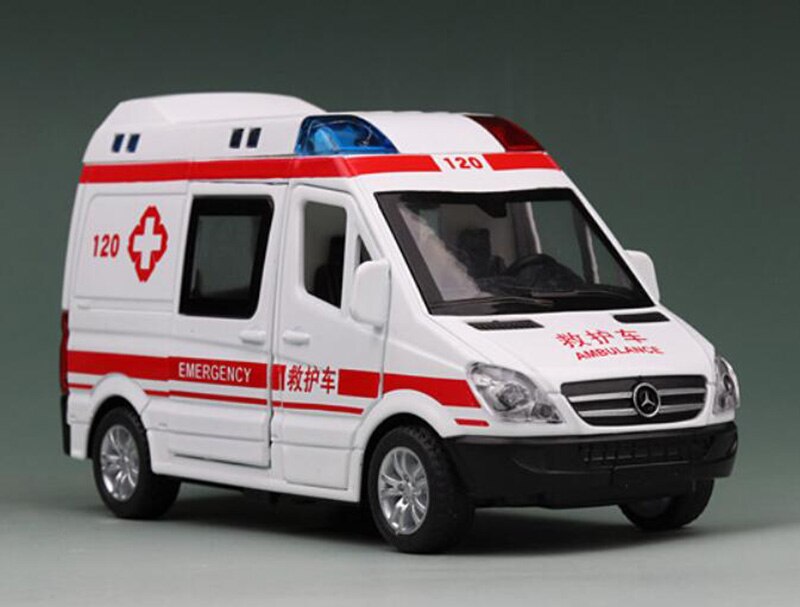 14.5CM 1:36 Scale Metal Alloy Ambulance Mobile Hospital Emergency Car Bus Pull Back Diecasts Vehicles Model Toys F Children Kids