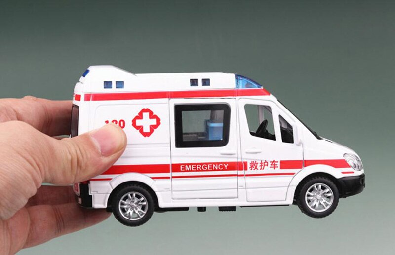 14.5CM 1:36 Scale Metal Alloy Ambulance Mobile Hospital Emergency Car Bus Pull Back Diecasts Vehicles Model Toys F Children Kids