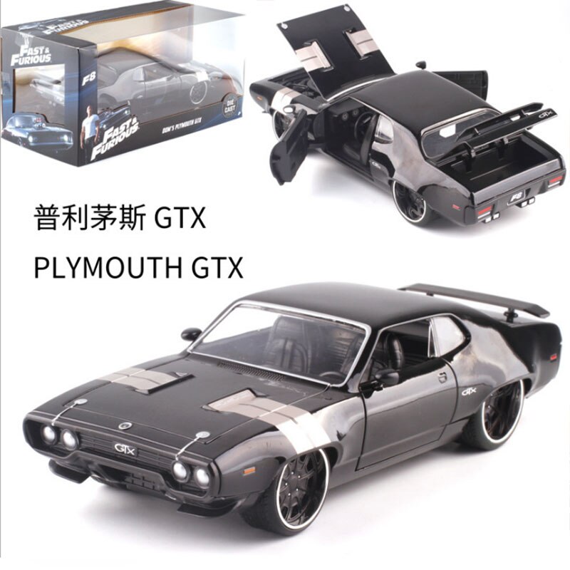 1:24 Scale Metal Alloy Classic High Simulation Car Diecast Model Fast F8 Plymouth GTX Toy Collection Furious8 F Gift