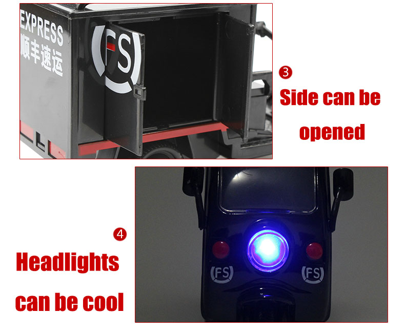 Express Tricycle Alloy Battery Diecast Model Car Sound and Light Simulation Children's Toys Collection Art Ornaments for Fans Express Tricycle Alloy Battery Diecast Model Car Sound and Light Simulation Children's Toys Collection Art Ornaments for Fans