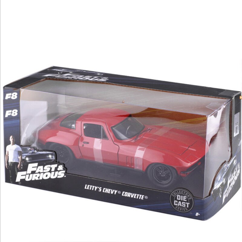 1:24 Scale Metal Alloy Advanced Car Diecast Model Fast F8 Chevrolet Corvette 1966 Toy Collection F Gift