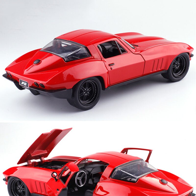1:24 Scale Metal Alloy Advanced Car Diecast Model Fast F8 Chevrolet Corvette 1966 Toy Collection F Gift