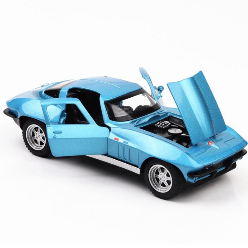 15.3CM 1:32 Scale 3 Color Metal Alloy Chevrolet Corvette C2 Racing Car Pull Back Diecast Vehicles Model Toys For Children
