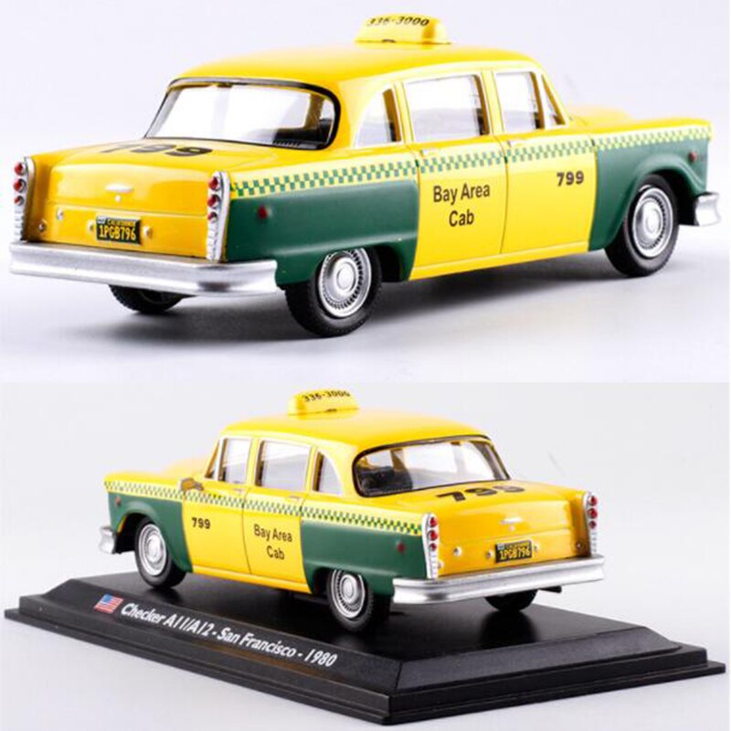 12CM 1:43 Scale Metal Alloy Classic Checker A11/A12 San Francisco 1980 Taxi Car Model Diecast Vehicles Toys For Collection