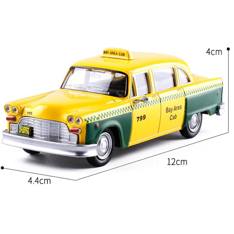 12CM 1:43 Scale Metal Alloy Classic Checker A11/A12 San Francisco 1980 Taxi Car Model Diecast Vehicles Toys For Collection