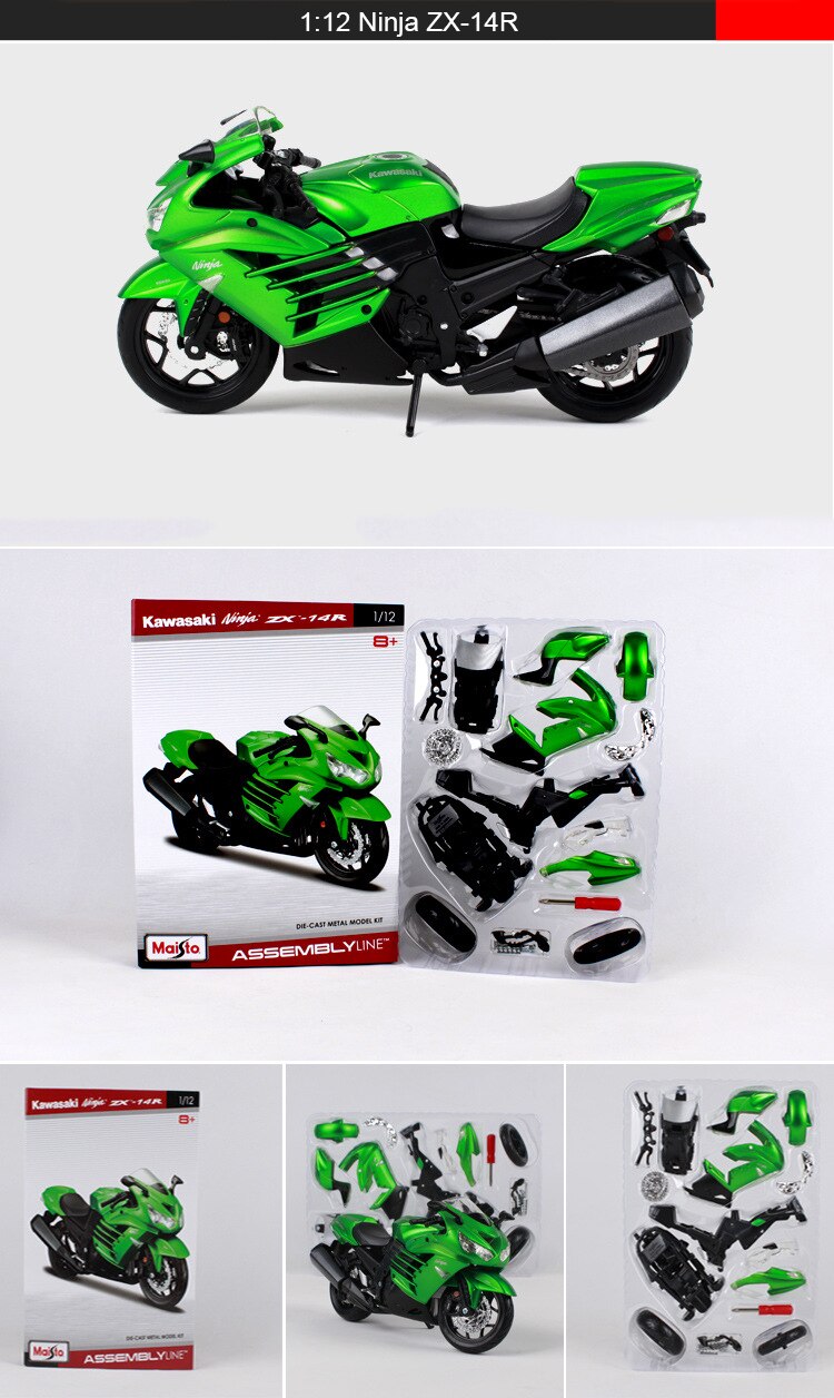 MAISTO Ninja ZX-14R Motorcycle Model Kit 1:12 scale metal Assembly DIY Motorcycle Bike Model Kit Toy For Gift Collection