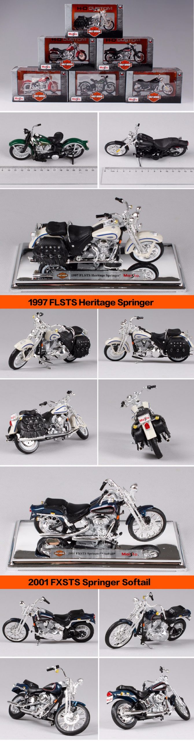 Maisto 1997 FLSTS HERITAGE SPRINGER 2001 SPRINGER SOFTAIL 1:18 scale Alloy Heavy motorcycle Toy For Gift Collection