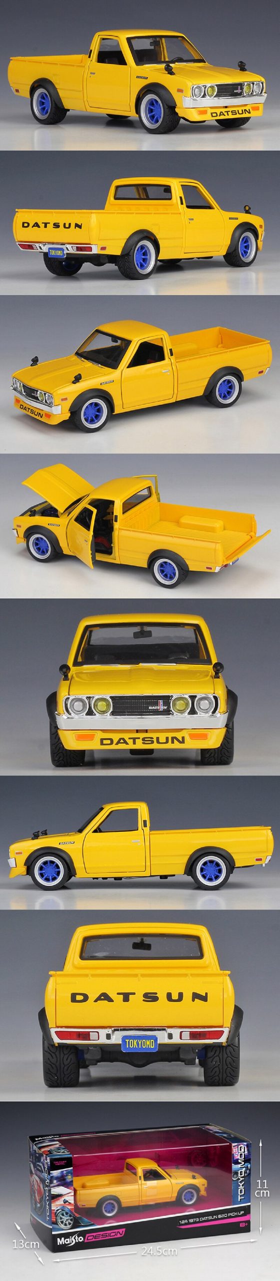 Maisto 1:24 1973 Datsun 620 Pick-up Yellow diecast Car Diecast Car Model Toy Vehicle Car Model Maisto Models Kids Car
