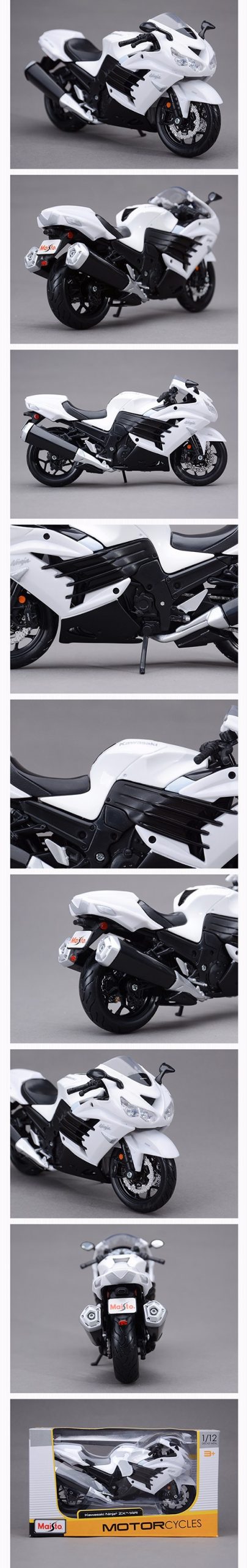 MAISTO KWSK ZX-14R Ninja White ZX14R 1:12 scale Motorcycle Diecast Metal Bike Miniature Race Toy For Gift Collection MAISTO KWSK ZX-14R Ninja White ZX14R 1:12 scale Motorcycle Diecast Metal Bike Miniature Race Toy For Gift Collection