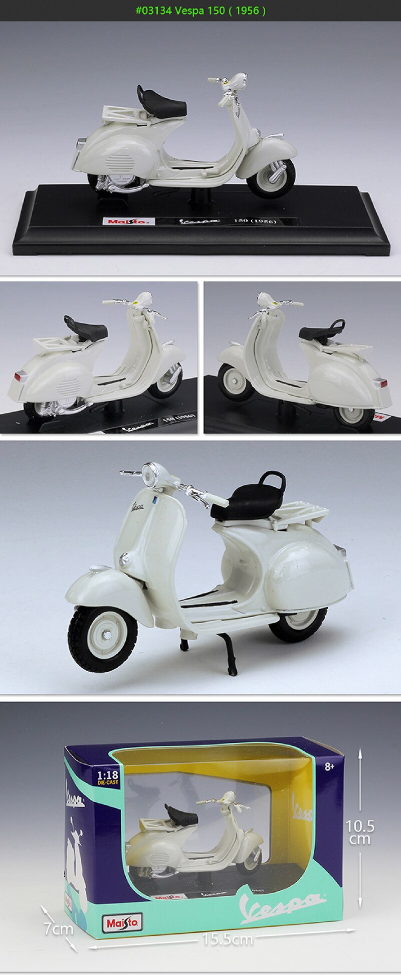 Maisto 1:18 Motorcycle Models VESPA Piaggio 1956 VESPA 150 model bike Base Diecast Moto Children Toy For Gift Collection