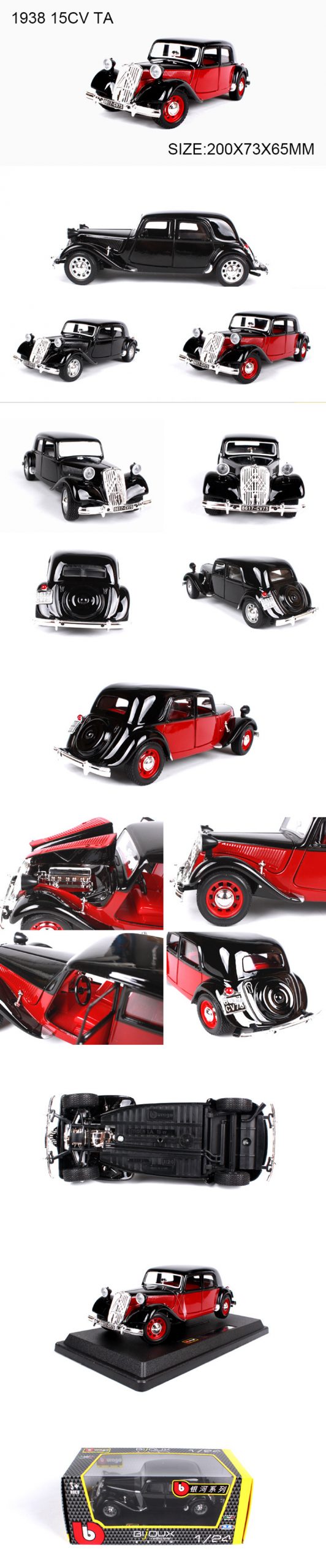Maisto Bburago 1:24 diecast Car France 1938 15CV TA Classic Cars 1:24 Alloy Car Metal Vehicle Collectible Models toys For Gift Maisto Bburago 1:24 diecast Car France 1938 15CV TA Classic Cars 1:24 Alloy Car Metal Vehicle Collectible Models toys For Gift