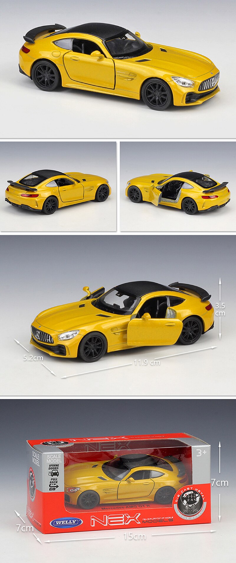 1:36 Diecast Models Mercedes-AMG GT R Coupe Model Toys Alloy Car Diecast Metal Pull Back Car Toy For Gift Collection